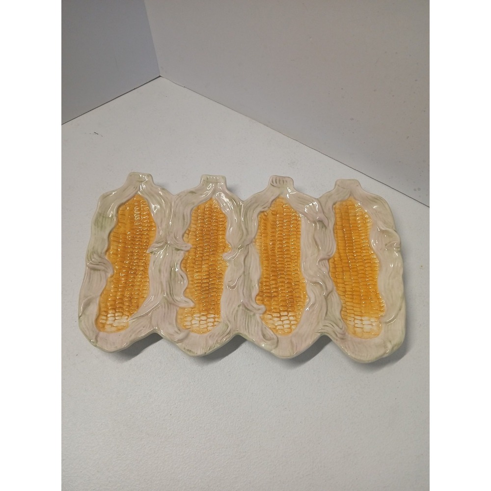 Vintage ND Exclusive‎ Ceramic Corn Platter 15" Majolica Style Serving Dish Large